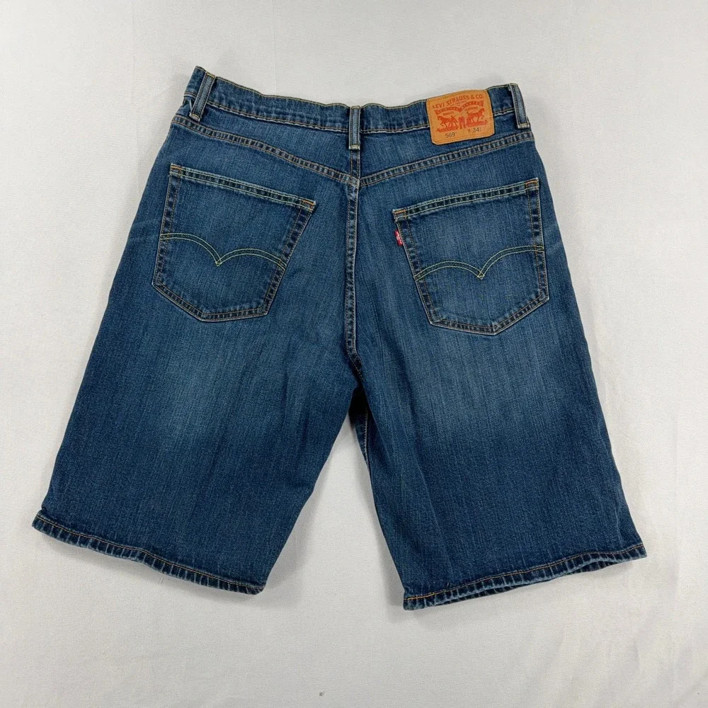 Levi's 569 Loose Fit Denim Shorts Blue Baggy Casual Mens W34